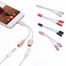 2в1 USB-C Кабель с разъемом типа C до 3,5 мм аудио кабель AUX usb type-C адаптер для зарядки наушников адаптер для мобильного телефона#25