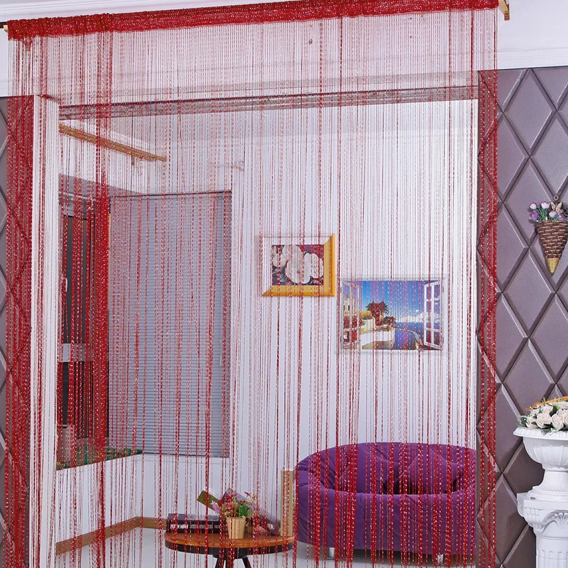 

Urijk 200x100cm String Curtain Shiny Tassel Line Curtains Window Door Divider Drape Living Room Decor Valance Living Room