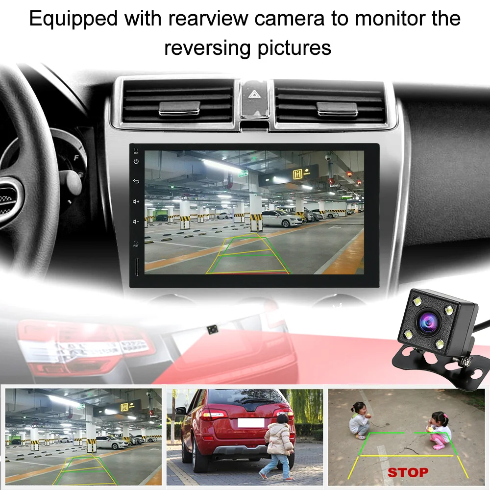 Top Android 5.0 1GB RAM 1024*600 Car GPS 2Din Radio Universal Car Stereo Player with Rearview Camera Car Styling Car Accessories 7