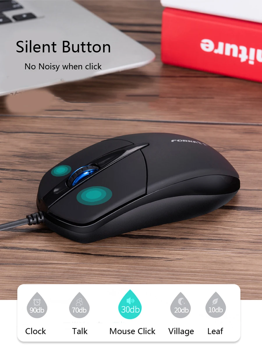 FORKA USB Wired Computer Mouse Silent Click LED Optical Mouse Gamer PC Laptop Notebook Computer Mouse Mice for Office Home Use cheap wireless gaming mouse