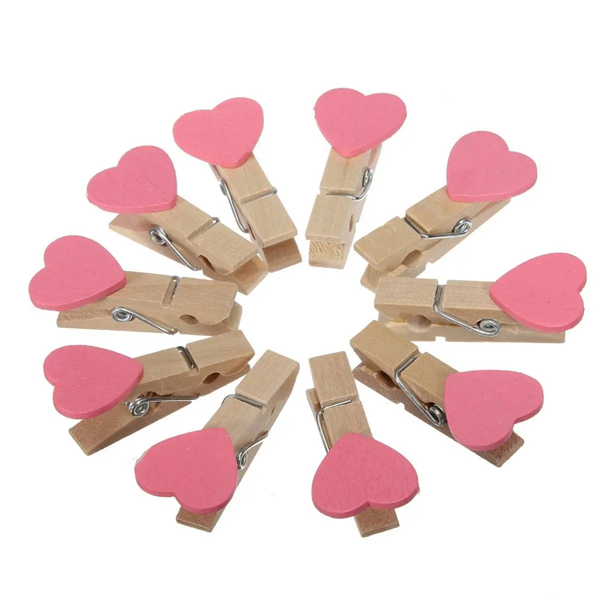 

50 pcs 3.5cm mini heart wooden clothespin for Photo Paper Wooden House Decoration Entertainment creative Pink