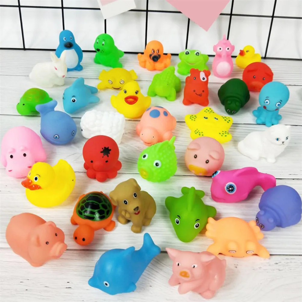 

Bath Toy Set Baby Water Soft Rubber Colorful Float 10/20Pcs Cute Animals Sound Toys Children Swimming Shower Extrusion Squeeze