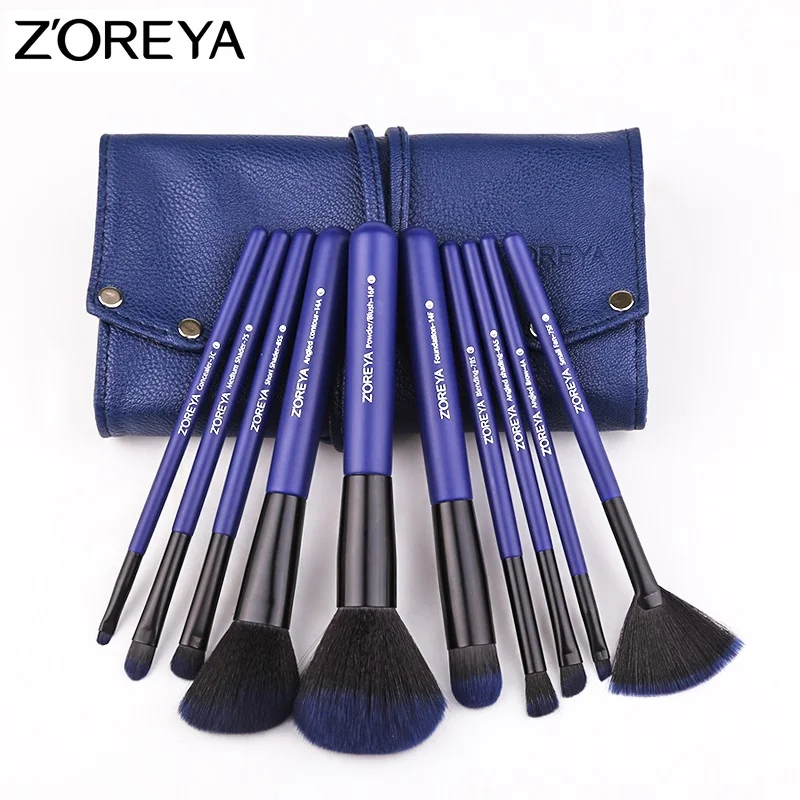 

ZOREYA Make Up Brush Set 10pcs Powder Contour Foundation And Eye Brushes With PU Leather Bag