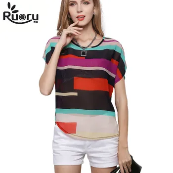 

Hot Sale Sexy Semitranslucent Chiffon Women Blouse Ladies Tops Summer Batwing Sleeve Female Shirt Plus Size Tunic Blouses S- 3XL