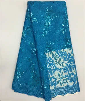 

New Free shipping nice looking African nigerian lace fabric with sequins for party&wedding dress French net lace fabric 16df51ss