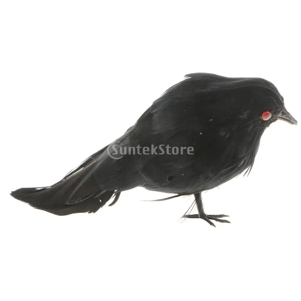 MagiDeal Black Feathered Simuloation Fake Crows Birds Ravens PhotoProps Halloween Tree Decorations