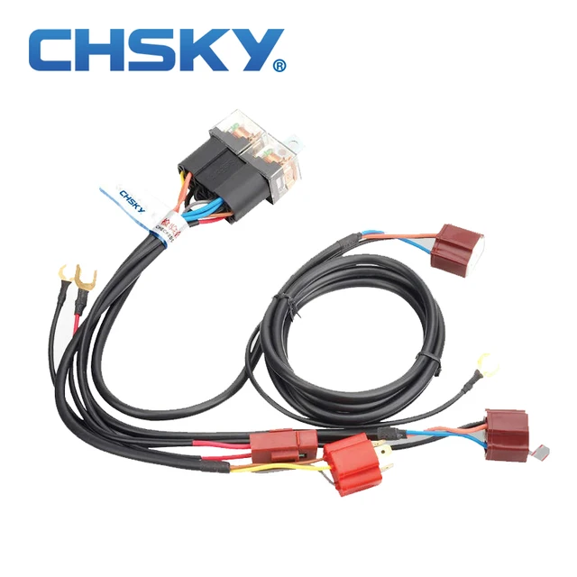 chsky patent product hot sale waterproof 12v 2 light h4 headlight Aircraft Wire Harness Assembly chsky patent product hot sale waterproof 12v 2 light h4 headlight wiring harness relay kits ch h4 1202lz