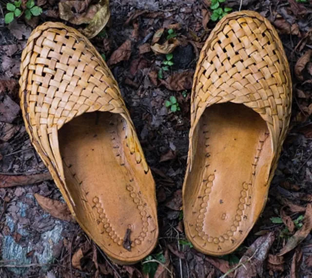 mens leather woven slip on shoes