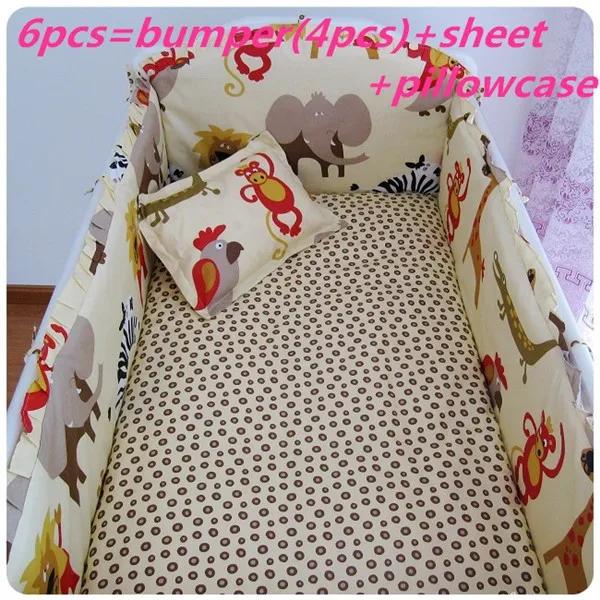 

Discount! 6pcs Baby Crib Bedding Set Bumpers in Crib Baby Best Gift for Newborn Infant ,include(bumper+sheet+pillowcase)