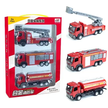 

Red 1:50 3pcs/set Alloy Sliding Engineering Military Fire Truck Models Children Cheap Toys Gifts Collections Briquedos