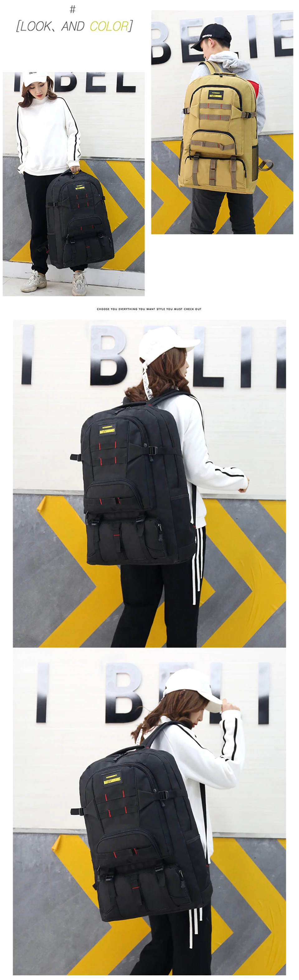 Large Capacity Backpack Outdoor Backpacking Military Tactical Backpacks Army Men Waterproof Bags Packs Women Climbing Rucksack (15)
