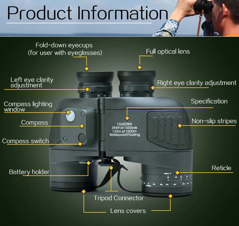 High Quality compass binoculars