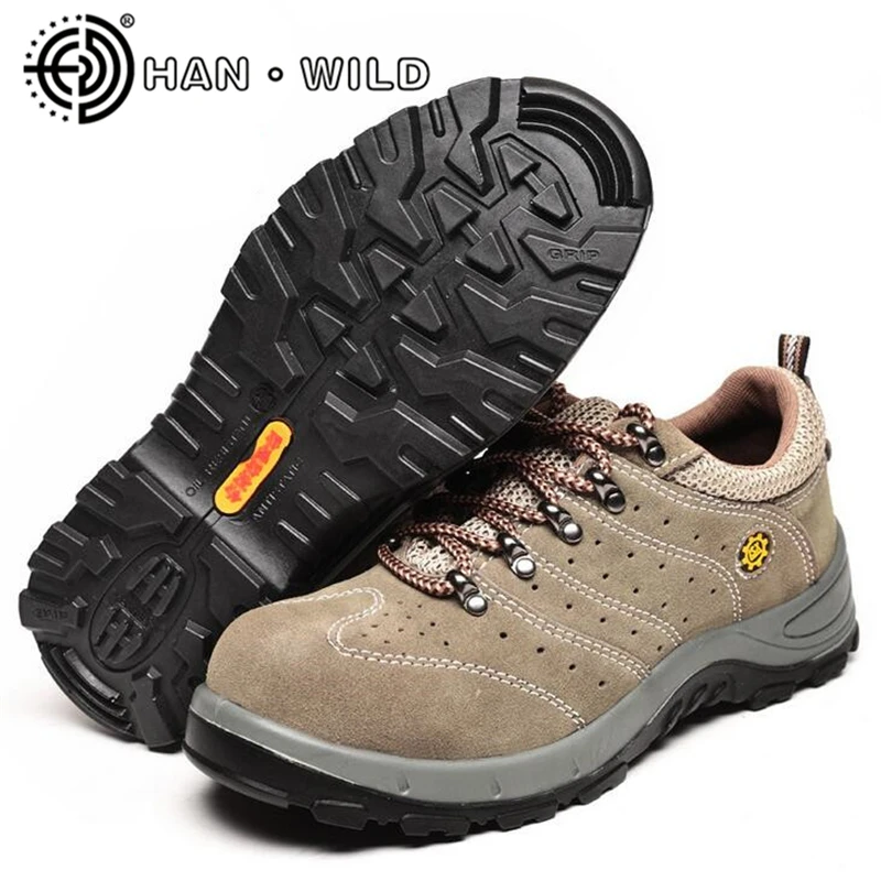 Cuir Chaussures Khaki Bottes En De Travail Sécurité Safetoe Hommes Anti crevaison Véritable Acier Embout AUWq4THwF
