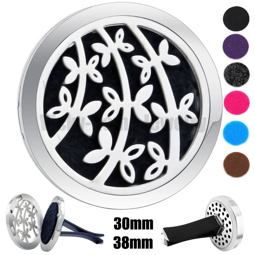 

Branches and leaves 30mm-38mm Magnet Diffuser 316 Stainless Steel Car Aroma Locket Free Pads Essential Oil Car Diffuser Lockets