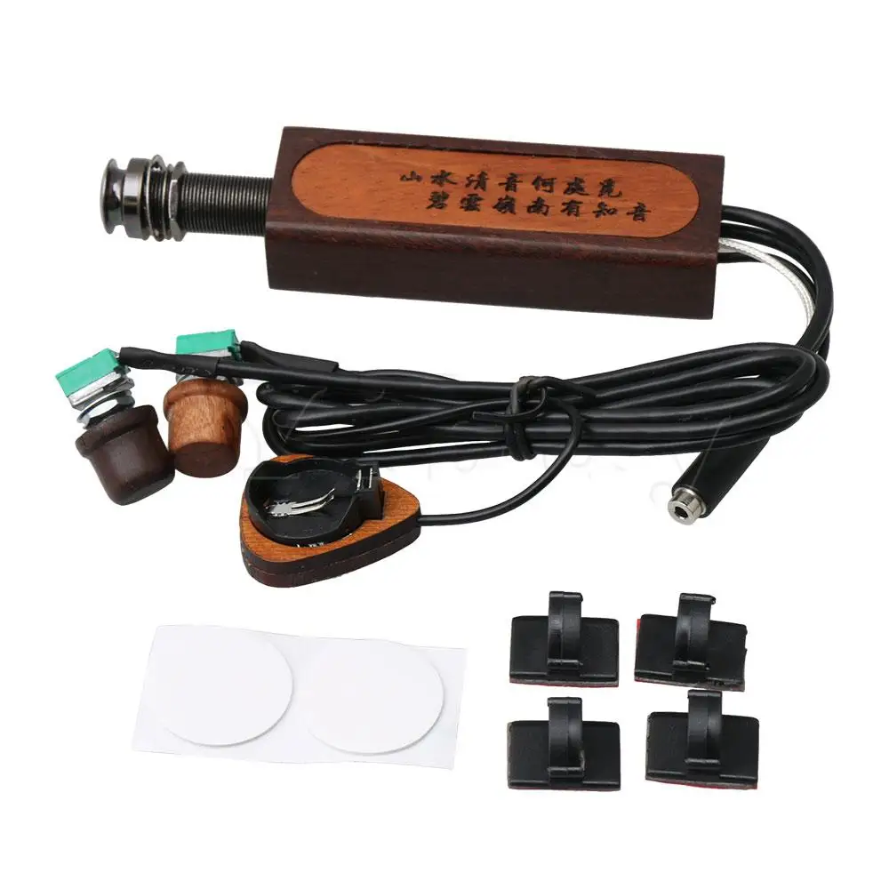 

Yibuy Acoustic Guitar Double-Channel Tail Pipe Pickup AD-90 w/ Paste Buckles