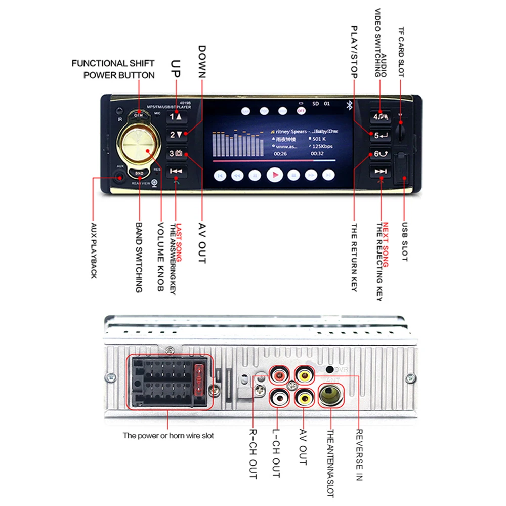 Hikity 4019B 1 din автомагнитола аудио стерео MP3 MP5 плеер 1din Авторадио USB FM AUX SD Автомобильная стерео Поддержка дистанционного управления камерой