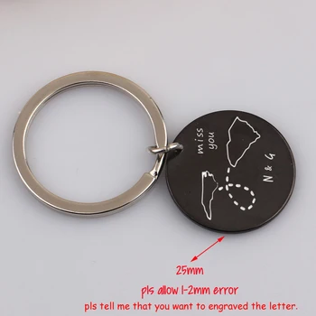 

Engraved Miss You Black Keychain Personalized Letter Long Distance Love Lovers Key Ring Gift Lover Exclusive Holder Tag