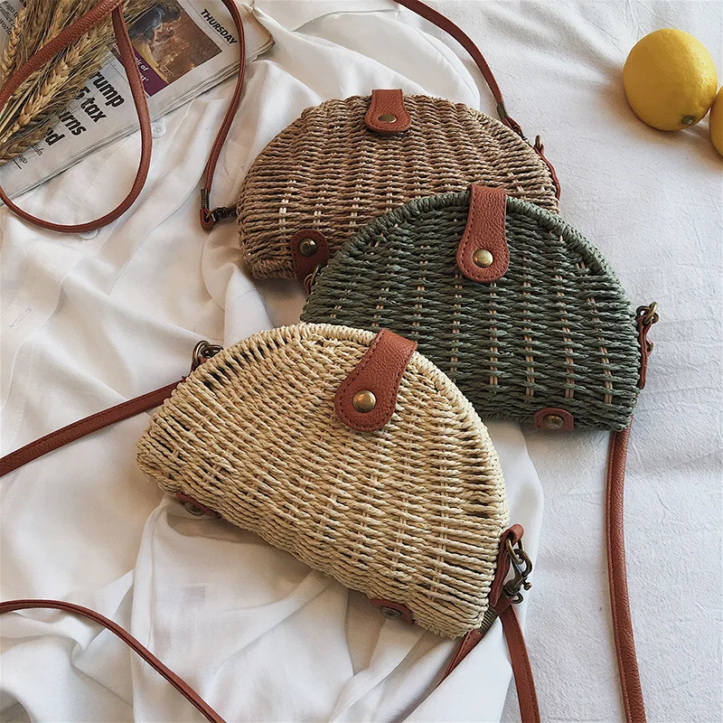 

Female Straw Beach Bag Crossbody Bags For Women 2019 Summer Wicker Designer Handbags Ladies Rattan Shoulder Messenger Bag Sac A