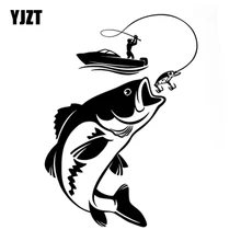 YJZT 12.3CM*17.1CM Interesting Fishing Fisherman Hobby Fish Boat Car Stickers Vinyl Decal S9-0720