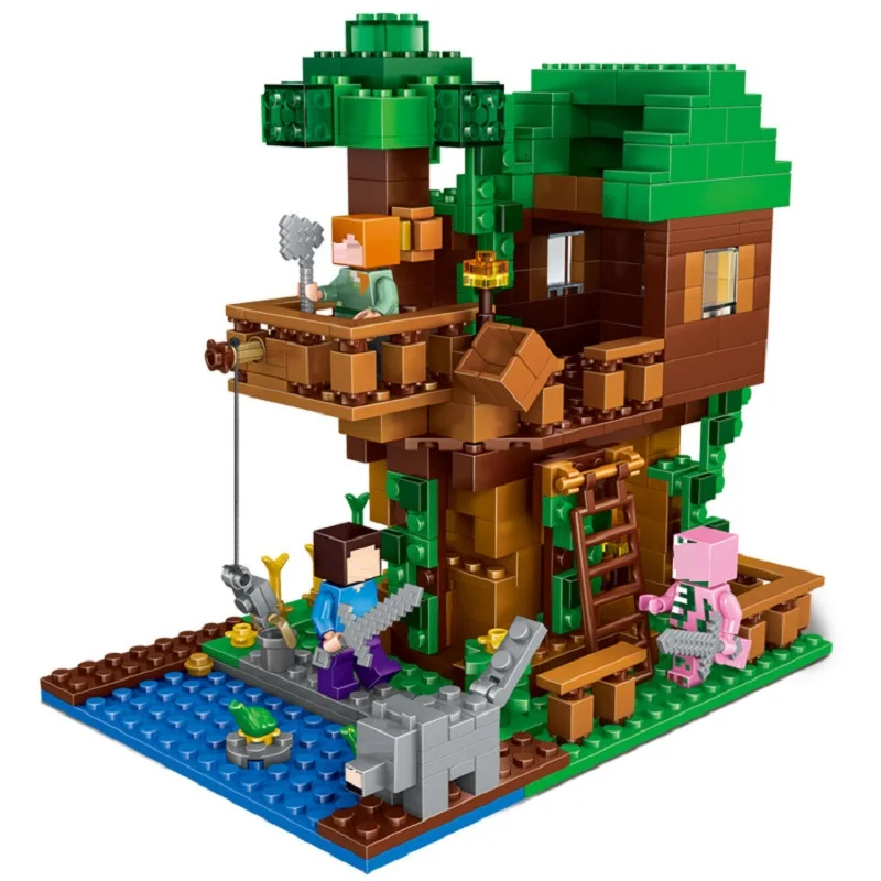 406Pcs Enlighten Mine World font b Minecrafted b font Minifigures The Tree House Building Blocks Brick