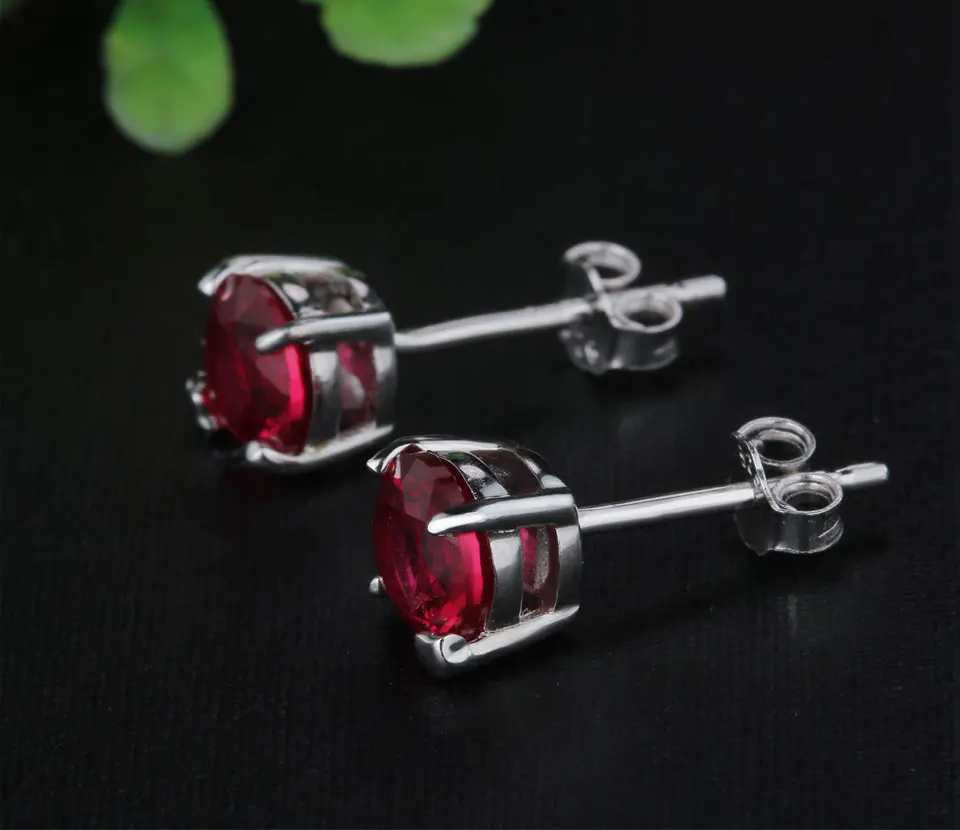 Natural garnet stud earrings for women KR005G-1_01 (4)