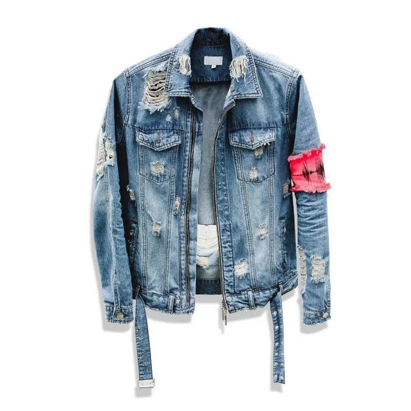 wonderful  Men's Jean Jackets Streetwear Hip Hop Bomber Jacket Denim Jacket Men Brand Ripped Denim Jackets Cas