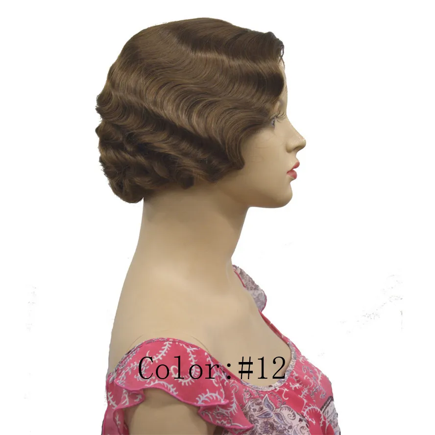 StrongBeauty 1920's стрижка флэппер для женщин Finger Wave Искусственные парики Ретро стиль Короткие синтетический парик