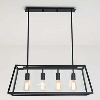 

Archaistic transparent Acrylic box lampshade retro loft vintage pendant lamp dinning room restaurant light Edison bulb lamp