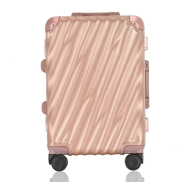Rose gold Новая мода 2" 24" 2" Винтажный багажный чемодан с колесиками алюминиевый+ ABS+ PC пользовательский лазер гравировка - Цвет: Rose gold