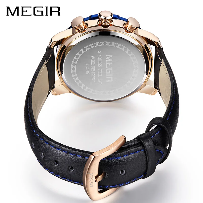 MEGIR Men Watch Relogio Masculino Top Brand Luxury Leather Military Watch Clock Men Quartz Watches