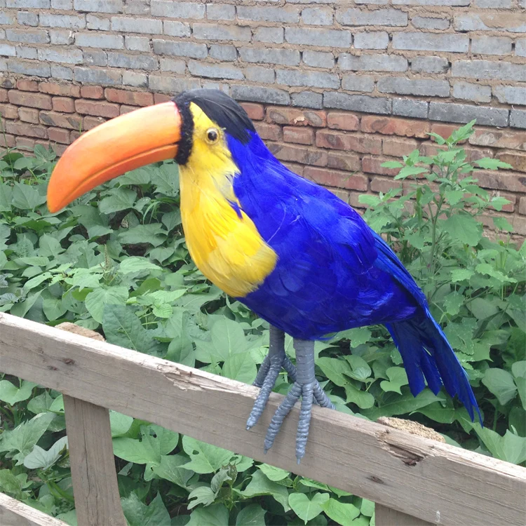 Большие 60 см Искусственные Птицы toucan модель цветные синие перья prop украшение