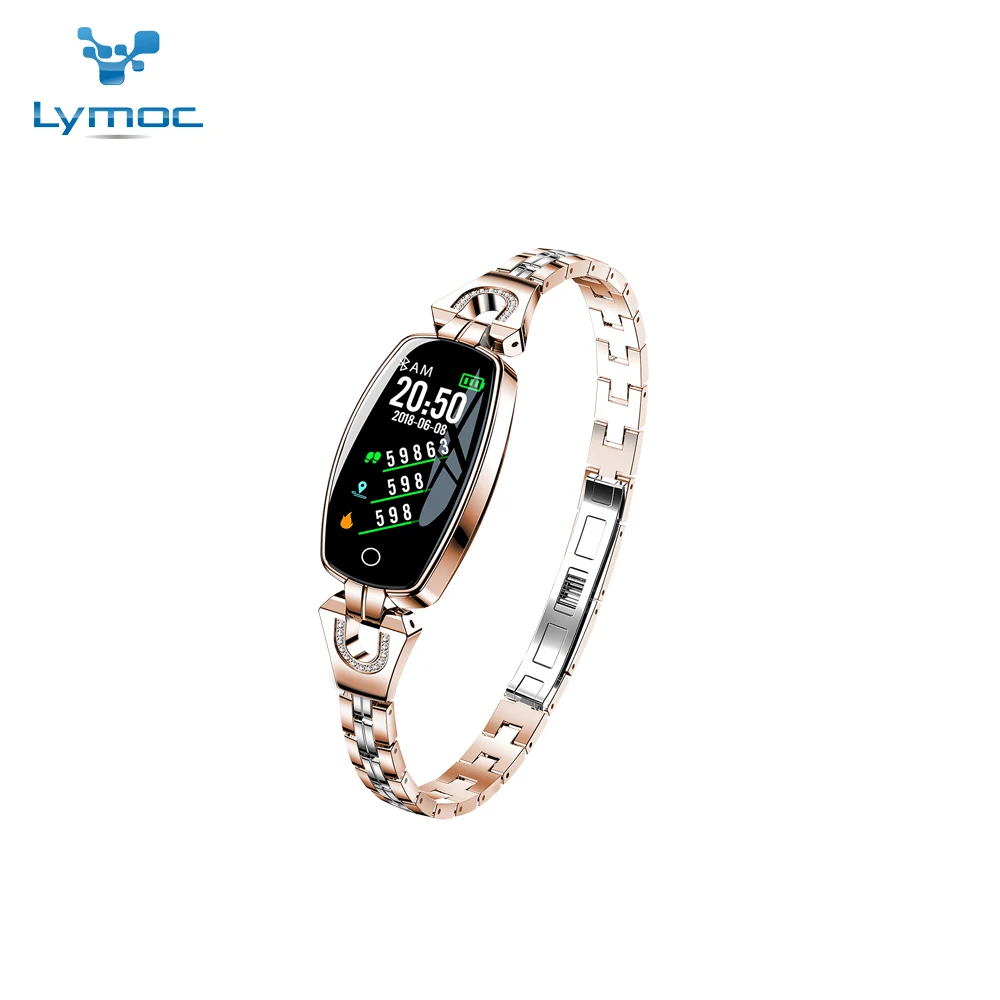 

LYMOC H8 Smart Watch Women Lady Smartwatch Fashion Wear Stainless Bracelet Steel Strap Jewelry Watch Business Formal Silver