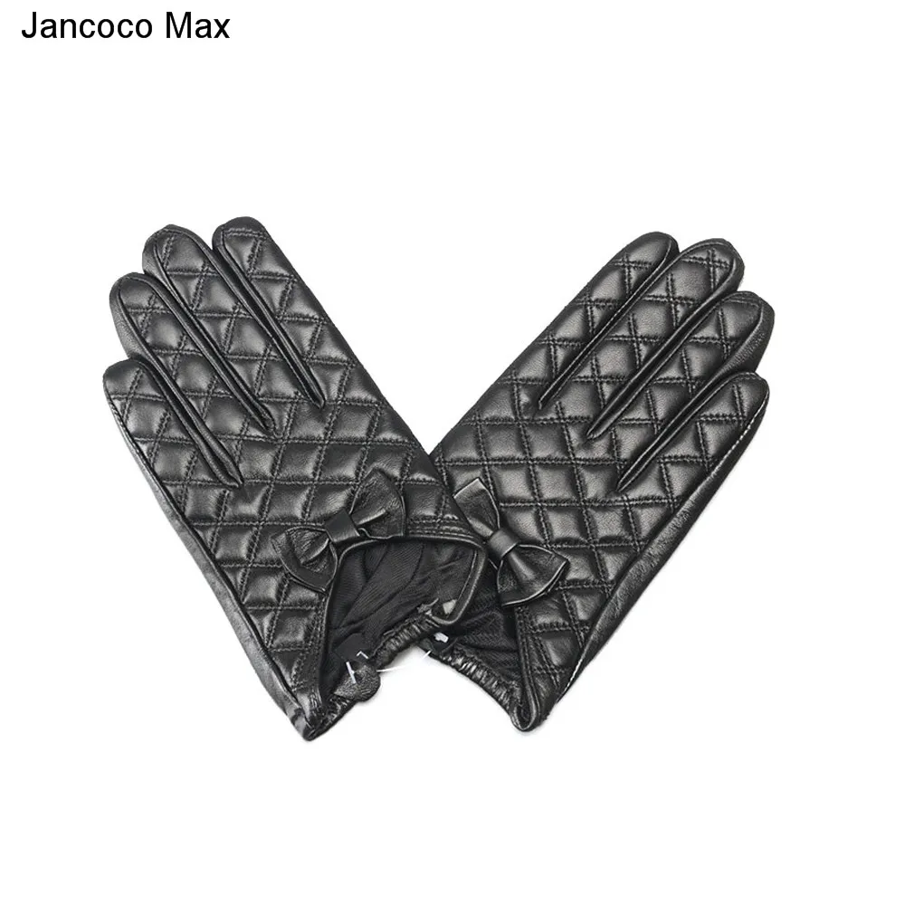 Jancoco Max 100% натуральная перчатки из овечьей кожи Модные Стиль с бантом украшения Сенсорный экран Женские варежки S2029