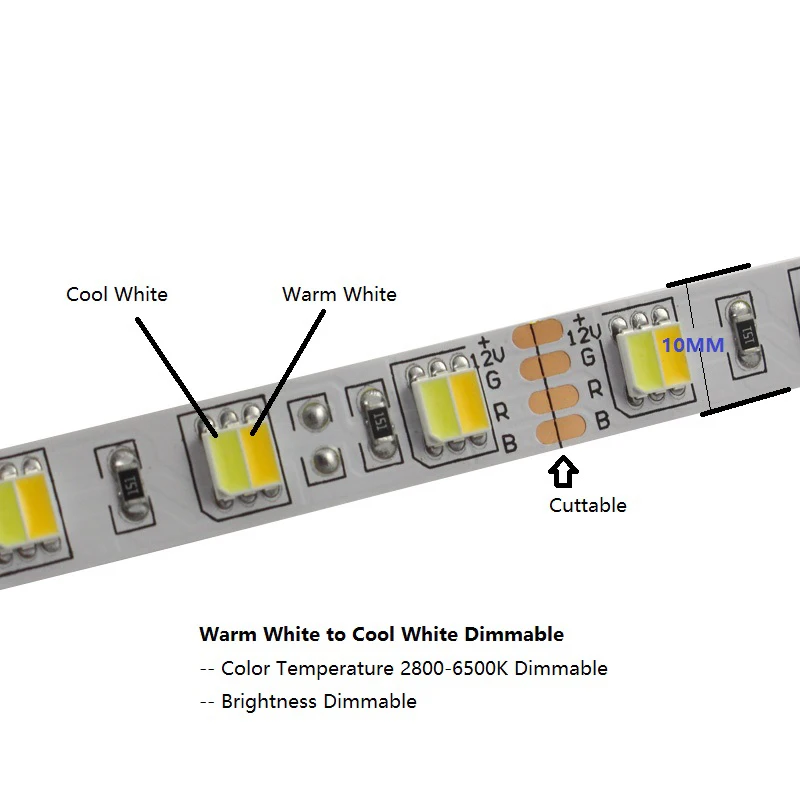 CCT Светодиодная лента 24 В с регулируемой яркостью светодиодный WW CW IP67 12 В Светодиодная лента светильник DC теплый холодный цвет Регулировка Гибкая ленточная светильник s водонепроницаемый