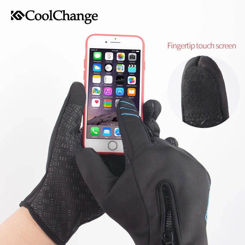 Велосипедные перчатки CoolChange зимние уличные спортивные велосипедные с сенсорным