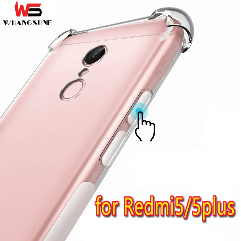 WUANGSUNE For Xiaomi Redmi 5 5plus Anti-fall Clear Soft silicone Case For redmi 5 5plus Mobile Phone Cases