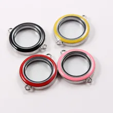 28 мм Серебряный Круглый плавающий медальон винт эмаль розовый/красный/черный/желтый браслет стеклянный медальон