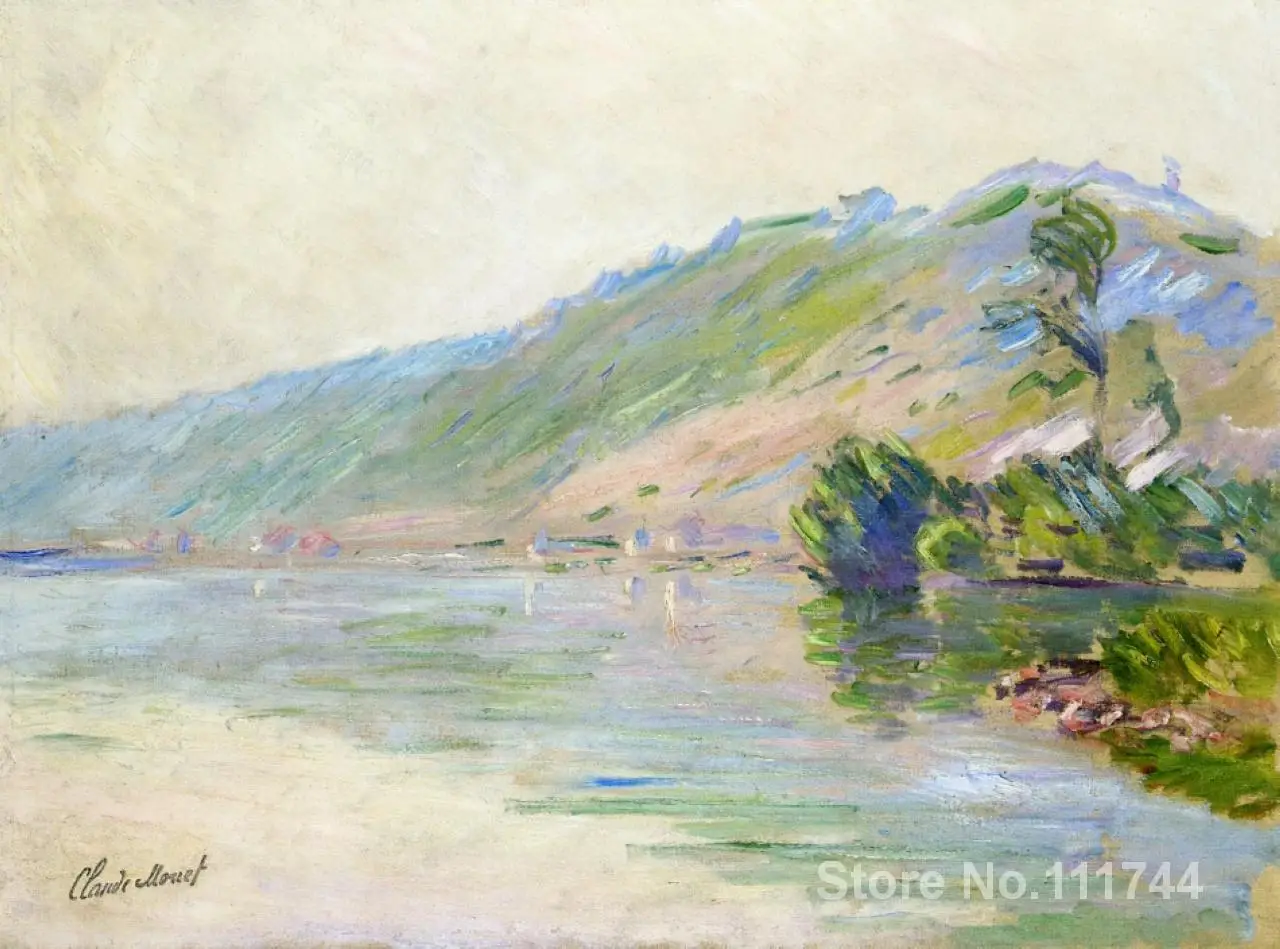 

Landscape painting Impressionist The Seine at Port Villes Clear Weather Claude Monet High quality Hand painted