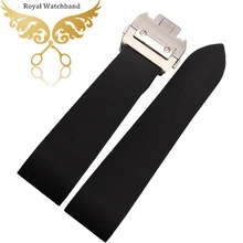 Для W2020008 мужской резиновый ремешок для часов Wathcbands 25 мм Черные Водонепроницаемые браслеты для часов аксессуары