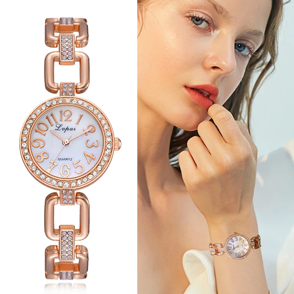 Lvpai бренд часы для Для женщин роза Скелет Браслет Платье Смотреть Роскошные спортивные женские часы Montre Femme