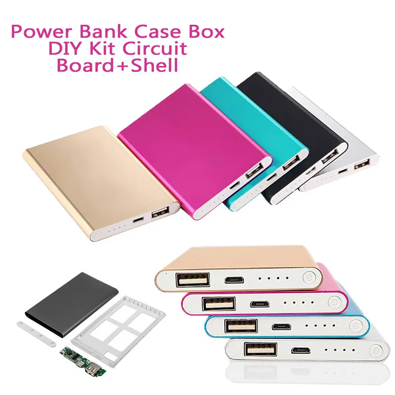 

5V 2.1A Aluminum Portable 4000mAh Power Bank Case Box DIY Kit Circuit Board+Shell For MP3/4 Phone Smartphone Drop ship