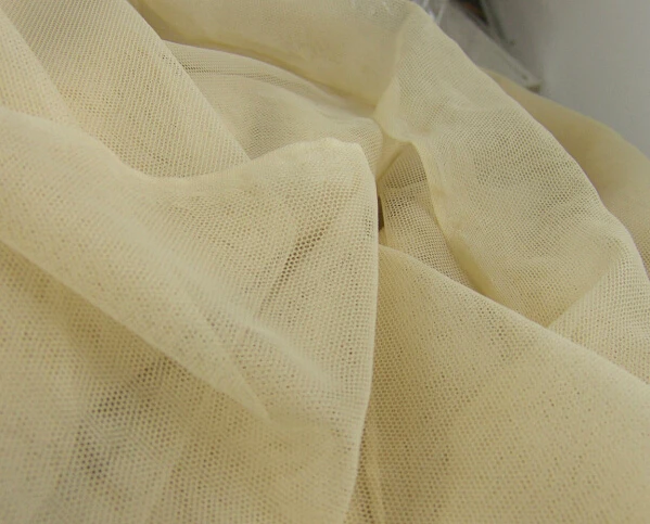 

5 meters 155cm 61" wide light yellow soft mesh lace fabric solid wedding dress bubble skirt materials MM266