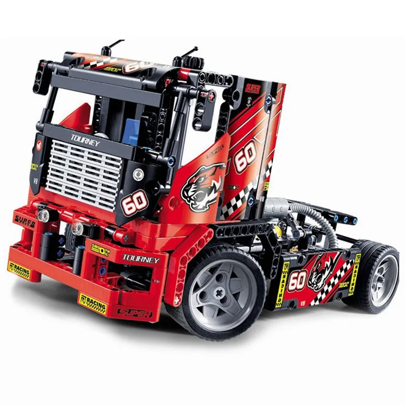 

608pcs Race Truck Car 2 In 1 Transformable Firefighting Truck Legoings Model Building Block Sets Toys Kids Gift