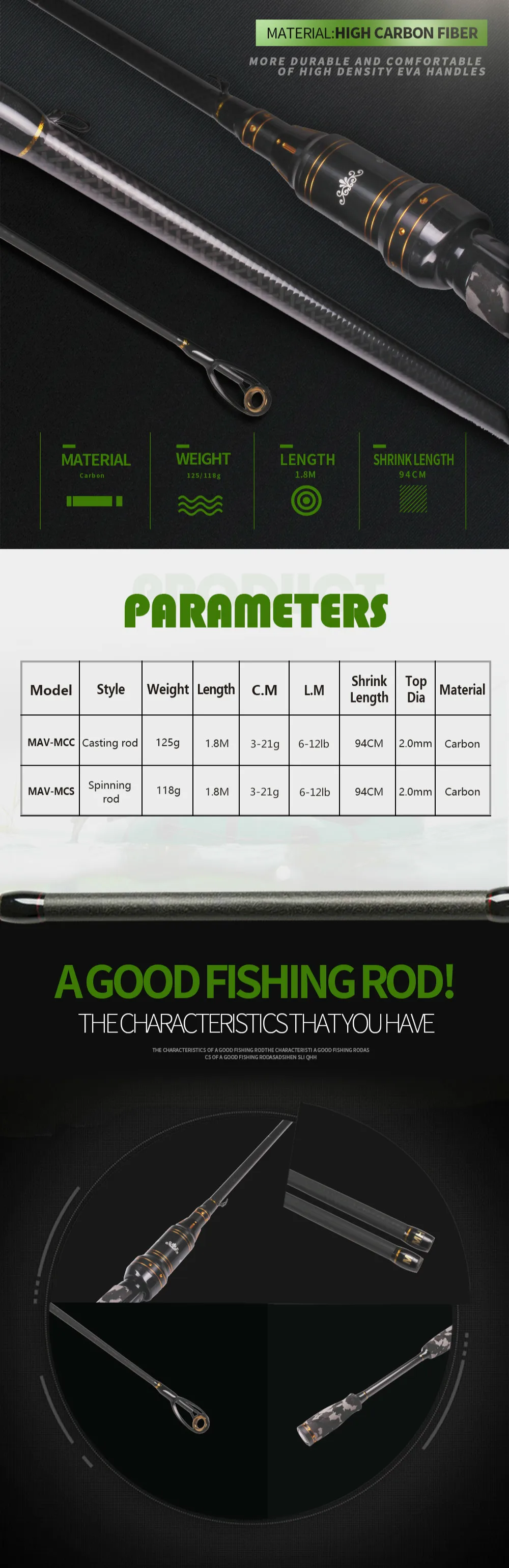 Fiação de Carbono Vara de Pesca Rápida de Água Vara de Pesca de Fundição Dicas Camuflagem Seção Isca 1.8 m Peso 3-21g Ação Salgada de Fundição 2 3 Cheap Varas de pescar