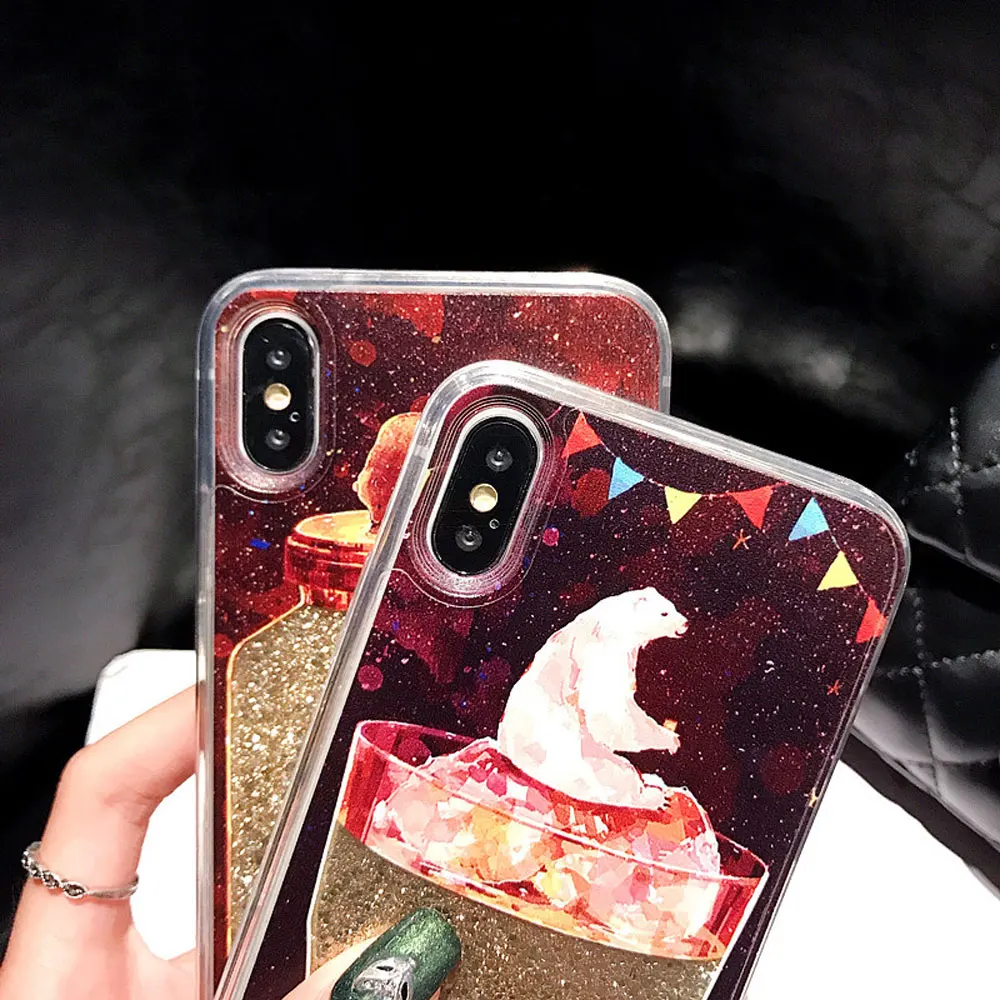 

FQYANG Shark Bear patterned Dynamic Liquid Quicksand Soft TPU Phone Case For HUAWEI NOVA 3 3i 8X P20 Plus V10 honor10 Back Cover