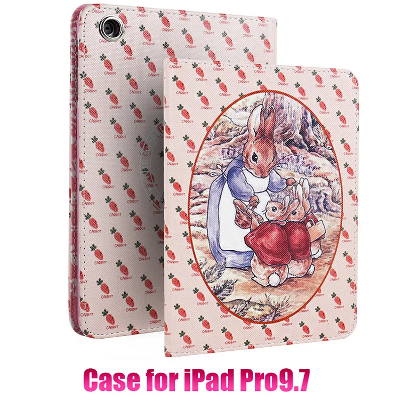 

Cartoon Printed Cute Rabbit Case for iPad Pro 9.7 inch High Quality PU Leather Protective Cover for Kids 2016 New Released