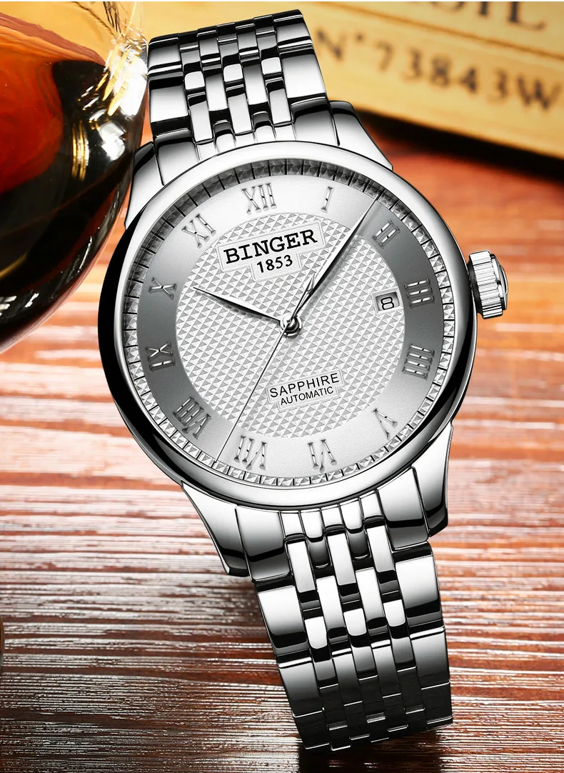 Швейцарские BINGER мужские часы люксовый бренд сапфировые водонепроницаемые для плавания с автоматическим заводом механические наручные часы B-671-2