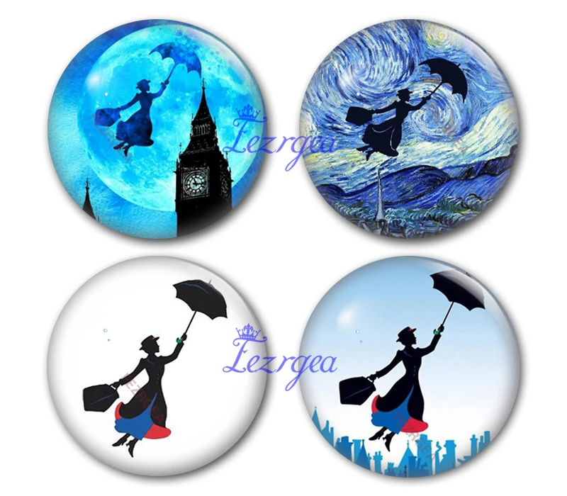 

Marry Poppins Round Glass Cabochon, Marry Poppins Making Photo Cameo Cabochon Setting Supplies for Jewelry AccessoriesMA001