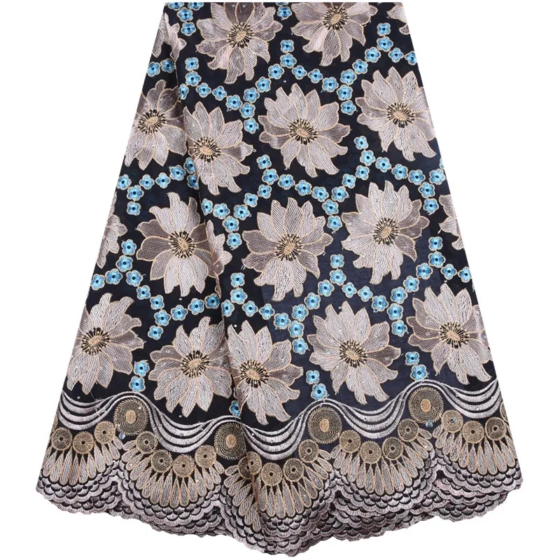 

Latest Swiss Voile Lace Embroidered High Quality African Lace Fabric With Rhinestones Nigerian Lace Fabrics For Dresses S1558