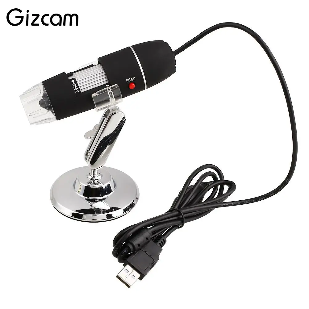 

Gizcam HD 2MP 1000X 8 LED USB Digital Microscope Endoscope Camera Adjustable Holder Stand Microscope Magnifier Microscopio
